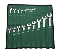 SATA ST09026SJ 14-Piece Metric Combination Wrench/Spanner Set, Polished, 8mm - 24 mm, in Durable Tool Roll