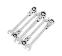 SATA ST09082SJ 5-Piece Metric 12 Pt. Flex-Head Ratcheting Wrench/Spanner Set, Polished, 10mm - 14mm, with Durable Tool Roll