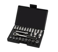 SATA ST09131SJ 25-Piece 1/4-Inch Drive 6-Point Metric/SAE Pass-Thru Socket Set, Polished, 3.5mm - 9mm | 5/32-Inch - 1/2-Inch, in Blow Mold Case