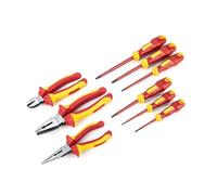 SATA ST09262U 9 Piece VDE Insulated Tool Set with Electricians Pliers and Electricians Screwdriver Set with S2 Steel Blades, Clear