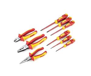 SATA ST09262U 9 Piece VDE Insulated Tool Set with Electricians Pliers and Electricians Screwdriver Set with S2 Steel Blades, Clear