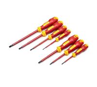 SATA ST09303 7-Piece VDE Insulated Electricians Screwdriver Set with Cushion Grip Handles and Alloy Steel Blades, Tested to 10,000 Volts
