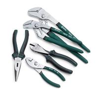 SATA ST70001U 5-Piece Plier Set with 10-Inch and 12-Inch Tongue-and-Groove Pliers, 8-Inch Long-Nose Pliers, 7-Inch Diagonal Cutting Pliers and 6-Inch Slip-Joint Pliers, Green