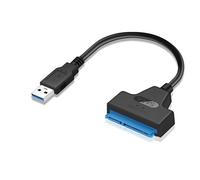 SATA to USB 3.0 Cable, 2.5 Inch External HDD SSD Drive Adapter, 6 Gbps Transfer Speed, Universal Compatibility, Round Flexible Cable, Portable Design, Black