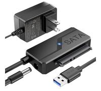 SATA to USB Adapter with Power for 2.5"SSD/3.5"HDD Hard Drive Reader 5Gbps | USB 3.0 to SATA III Internal Hard Drive Converter with UASP and 12V DC Adapter Supply Support Seagate WD Hitachi Toshiba