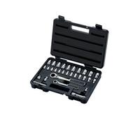 SATA ST09132SJ 30-Piece 1/4-Inch and 3/8-Inch Drive 6-Point Metric Pass-Thru Socket Set, Polished, 3.5mm - 13mm, in Blow Mold Case