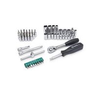 SATA ST09002SJ 52-Piece 1/4-Inch Drive 6 Point Metric Socket Set with Quick-Release Ratchet and 3-Way Adapter, Polished, in Storage Case