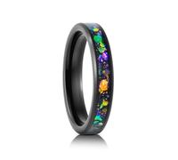 SATAER 4mm 8mm Mens Womens Couples Wedding Band with Sand Purple and Blue Hexagon Star Sequins Inlay Black Beveled Edge Tungsten Carbide Glowstone Ring Comfort Fit Size 4-16, Tungsten Carbide, No