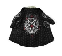 Satan Goat Tattoo Winter Jacket, 3D Print Pagan Clothing Thickened Warm Parka, Pentagram Hooded Cloak Outerwear(Five pointed star,XL)