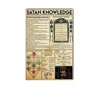 Satan Knowledge Metal Tin Signs Infographic Reading Poster The Satanic Temple Plauqes Home Farmhouse Room Cafe Wall Decor 8"x12"