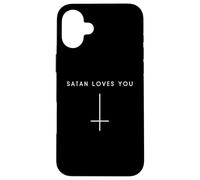 Satan Loves You Inverted Cross - Minimalist Satan Case for iPhone 16 Plus