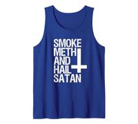 Satan Satanic Atheist Funny Smoke Meth and Hail Satan Tank Top