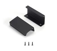 Satanga Black Pack of 2 Edge Finger Pull for Cabinets Kitchen Concealed Aluminum Hidden Bar Pulls Drawer Pulls Easy to Install 3.15 inch Overall Length