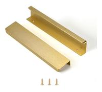 Satanga Edge Finger Tab Pull for cabinets Kitchen Concealed Drawer pulls Aluminum Hidden Back Mount Door Handle for Home Pack of 6 Modern Brushed Brass 6.3" Hole Center Easy Installation