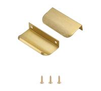 Satanga Edge Finger Tab Pull for cabinets Kitchen Concealed Drawer pulls Aluminum Hidden Door Handle Home 10 Pack Modern Brushed Brass 3.15" Overall Length Easy Installation