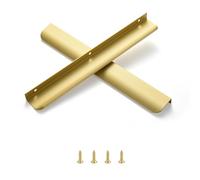 Satanga Edge Finger Tab Pulls for Cabinets Invisible Kitchen Concealed Aluminum Flat Hidden Drawer Pull Modern Pack of 2 Matte Gold 10 inch Easy Installation