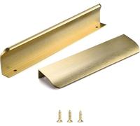 Satanga Edge Finger Tab pulls for Cabinets Kitchen Invisible Hardware Concealed Aluminum Flat Hidden Bar Pull Drawer Handles Pack of 5 Easy to Install 7.87inch 200mm Overall Length Brushed Brass