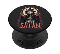 Satanic Cat Wizard Obey Satan Kitty Sorcerer PopSockets Adhesive PopGrip