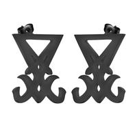 Satanic Cross Earring Stainless Steel Occult Left Path Luciferian Stud Earrings for Women Men Geomertic Goth Sigil Luciferian Jewelry Gift (black)