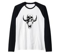 Satanic Cross Skull Occult Goat Baphomet Raglan Baseball Tee