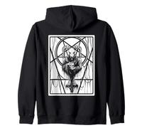 Satanic Dark Art Evil with Skull 666 Pentagram Baphomet Zip Hoodie