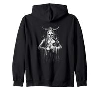 Satanic Dark Art Evil with Skull and Raven Baphomet Zip Hoodie