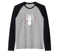 Satanic Devil Halloween Horned Girl Goth Glitch Raglan Baseball Tee