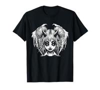 Satanic Devil Halloween Horned Girl Goth Glitch T-Shirt