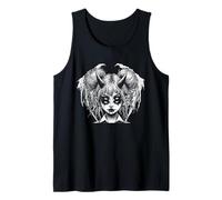 Satanic Devil Halloween Horned Girl Goth Glitch Tank Top