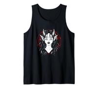 Satanic Devil Halloween Horned Girl Goth Glitch Tank Top