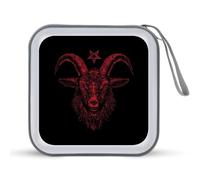 Satanic Goat with Pentagram Portable CD Case Holder 48 Capacity Travel DVD Storage Boxs Wallet Bag