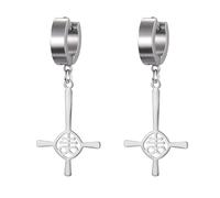 Satanic Leviathan Inverted Cross Earrings for Women Stainless Steel Gothic Church of Satan Leviathan Cross Dangle Earring Religious Amulet Jewelry (silver 1)