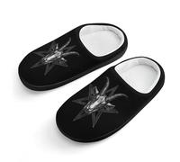 Satanic Pentagram with Baphomet And Goat Cotton Slippers Warm House Shoes with Rubber Anti-Slip Sole Slip On for Home Outdoor