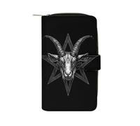 Satanic Pentagram with Baphomet and Goat Cute Women's Long Wallets Leather Clutch Purse Large Capacity Wristlet Handbag
