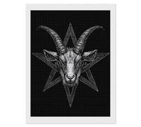 Satanic Pentagram with Baphomet and Goat Diamond DIY Painting Kits Round Full Drill Digital Art Craft for Home Office Wall Decor 12"x16"