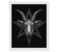 Satanic Pentagram with Baphomet and Goat Diamond DIY Painting Kits Round Full Drill Digital Art Craft for Home Office Wall Decor 16"x20"
