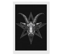 Satanic Pentagram with Baphomet and Goat Diamond DIY Painting Kits Round Full Drill Digital Art Craft for Home Office Wall Decor 8"x12"