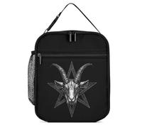 Satanic Pentagram with Baphomet and Goat Portable Lunch Bags Large Capacity Insulated Lunch Tote for Work Picnics Travel Gym