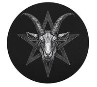 Satanic Pentagram with Baphomet And Goat Wooden Jigsaw Puzzles for Adults Funny Intelligent Games Round Home Decor Artwork