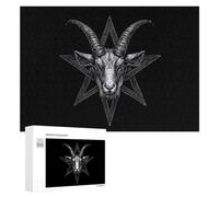 Satanic Pentagram with Baphomet And Goat Wooden Jigsaw Puzzles for Adults Intelligent Games Home Decor Artwork for Home Office 300 PCS