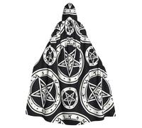 Satanic-Sigil-Baphomet Adult Witch Hooded Cape, Halloween Costume Hooded Cloak
