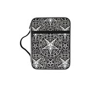 Satanic-Sigil-Baphomet-Pentagram Bible Cover Case with Handle, Water-Resistant Oxford Fabric Bible Bag Organizer with Zipper Pockets for Church