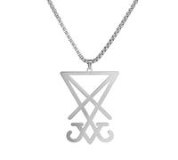 Satanic Sigil of Lucifer Necklace for Men Stainless Steel Gothic Church of Luciferian Occult Devil Seal Pendant Necklace Talisman Jewelry