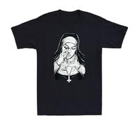 Satanic Unholy Nun Occult Gothic Evil Anti-Christ Funny Vintage Men's T-Shirt Black L