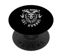 Satanism Save Animals Eat Humans Goat Skull PopSockets Adhesive PopGrip