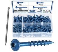 SATANTECH Pocket Hole Screws Assortment Kit, 390Pcs in 4 Sizes #8 x 1", 1-1/4", 2", 2-1/2", Coarse Thread Wood Screws with Square Drive, Blue Coated, Self Tapping, Drive Bit Included