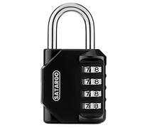 Satargo 4 Digit Combination Padlock for Gym Locker - Black Weatherproof Digital Padlock with 10,000 Unique Combinations