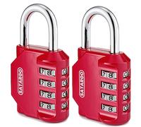 Satargo 4 Digit Combination Padlock for Gym Locker - Indoor and Outdoor Weatherproof Padlock with Code - Cut Resistant Digital School Locker Padlock (Red, 2 Pack)