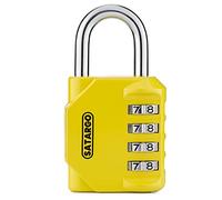 Satargo 4 Digit Combination Padlock for Gym Locker - Indoor and Outdoor Weatherproof Padlock with Code - Cut Resistant Digital School Locker Padlock (Yellow)
