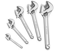 Satargo Adjustable Spanner Set, Heavy Duty Steel Wrench Set, 6" to 15", 5-Piece Set
